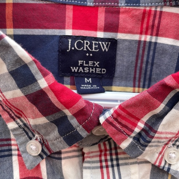 J.Crew Factory Slim Fit Casual Shirt Mens Medium Red Blue Yellow Plaid size M - Picture 3 of 3